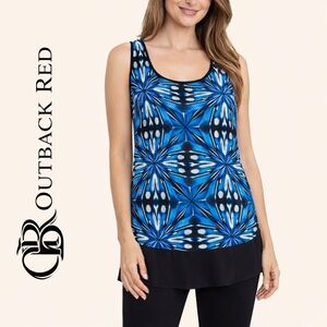 Outback Red Geometric Print Sleeveless Top – Size Small Blue Black White